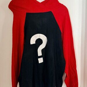 MIYO RED BLACK THERMAL HOODIE QUESTION MARK TOP SIZE S/M